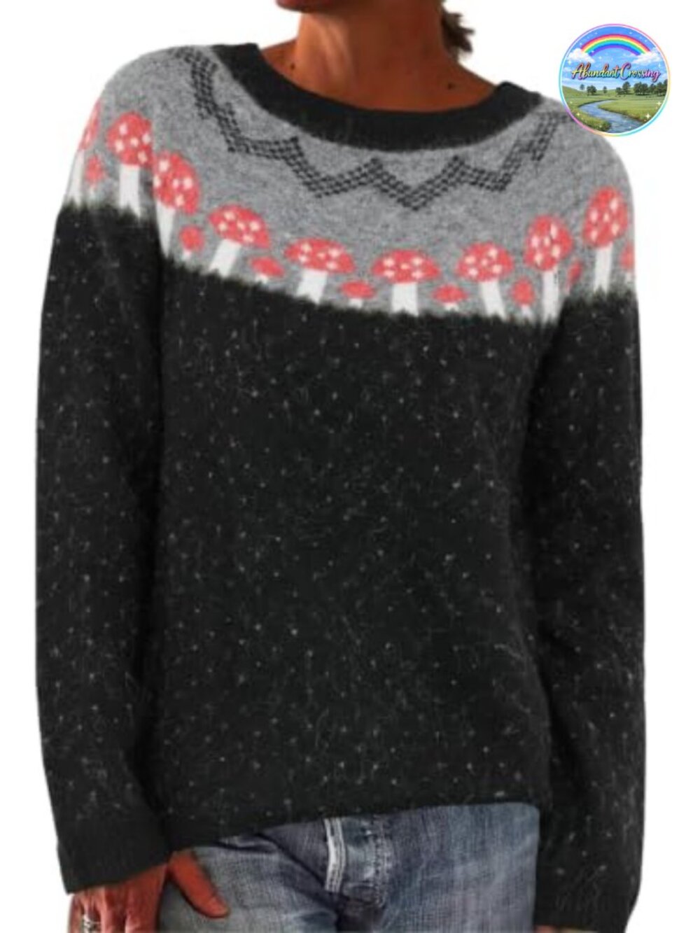 Fair Isle Knit Wool Blend Crewneck Pullover Sweater
